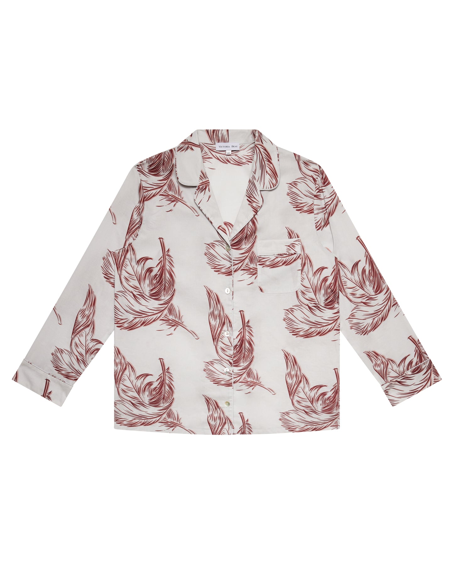 Feather Print Pyjama Set - Grey