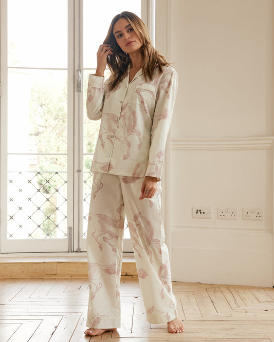 Filly Print Pyjama Set - Cream & Pink